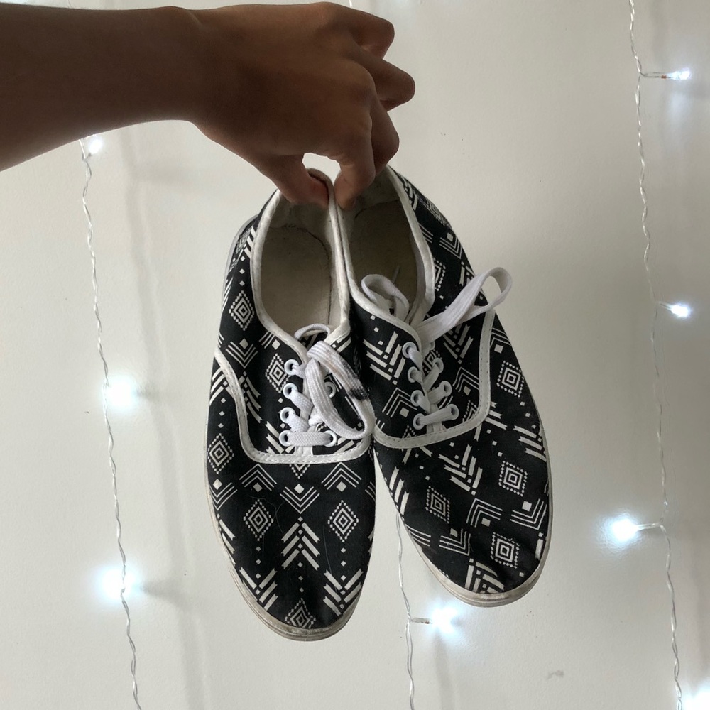 Black and White Aztec Print Sneakers